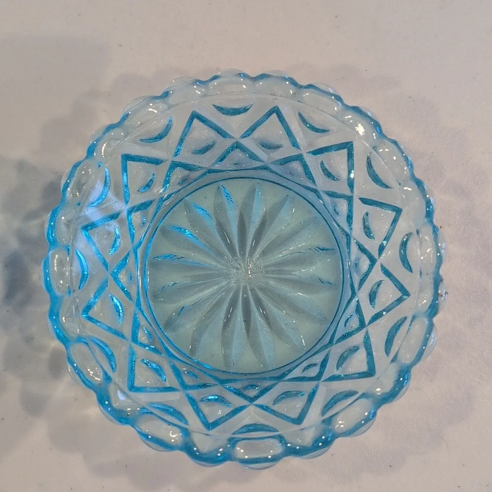 2 Pieces Vintage Blue Mid Century Glass.